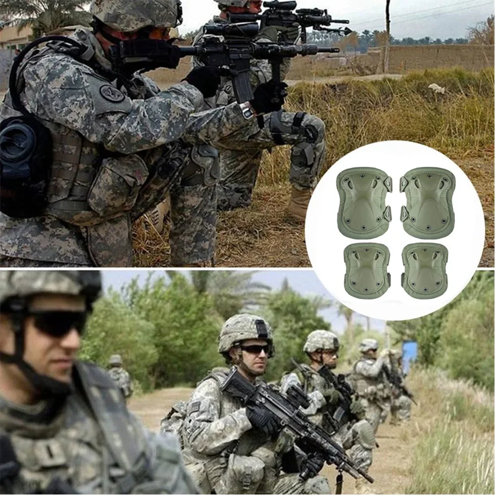 4Pcs Military Knee & Elbow Pads Tactical Protective Gear Army Airsoft Paintball Combat Knee Elbow Protector Hunting Hiking Gear