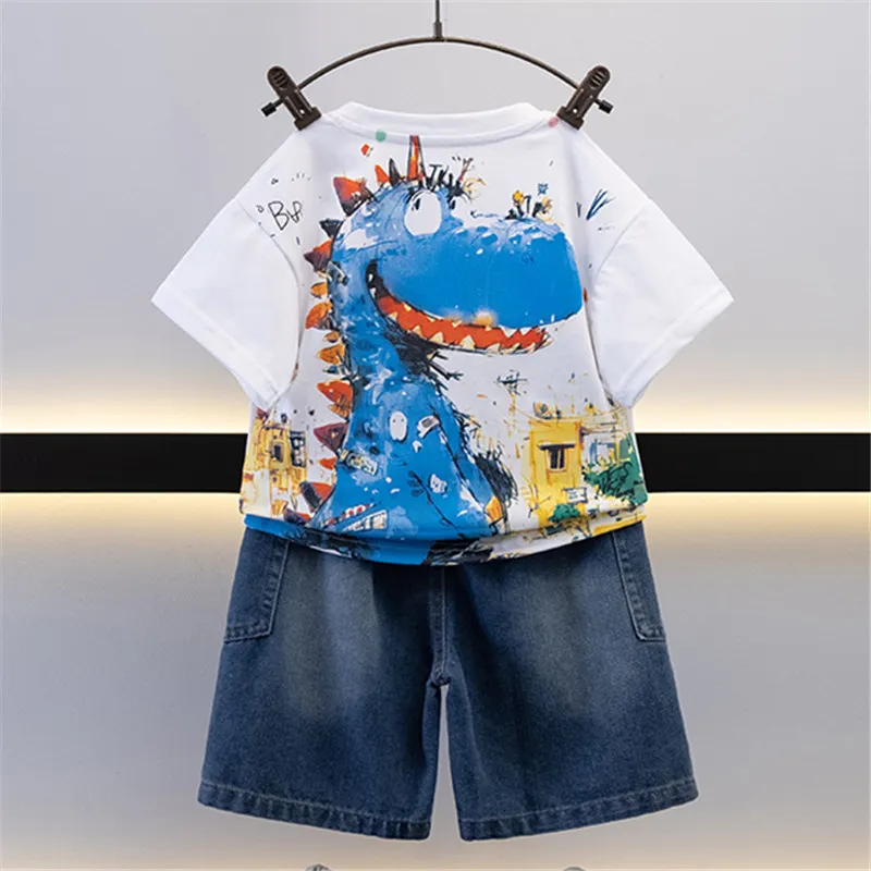 Toddler Boy Summer Clothes Set Dinosaur Costume for Children Tweens Tshirt Shorts 2PCS Outfit Suit Kids Casual Dinosaur Clothing