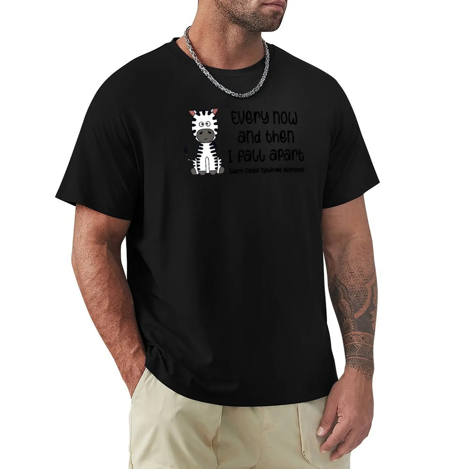 Ehlers Danlos Awareness Every Now And Then I Fall Apart Zebra Dark Text T-Shirt Functional Casual Short Sleeve Tee