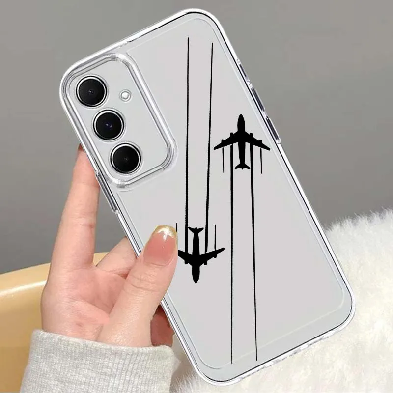 

Simple airplane pattern For Samsung Galaxy Note 20 10 F12 M23 F23 M14 F15 M54 M55 Ultra Plus 5G Transparent Phone Case