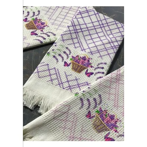 TOP Home Lavender Printed Fringed Drying Cloth