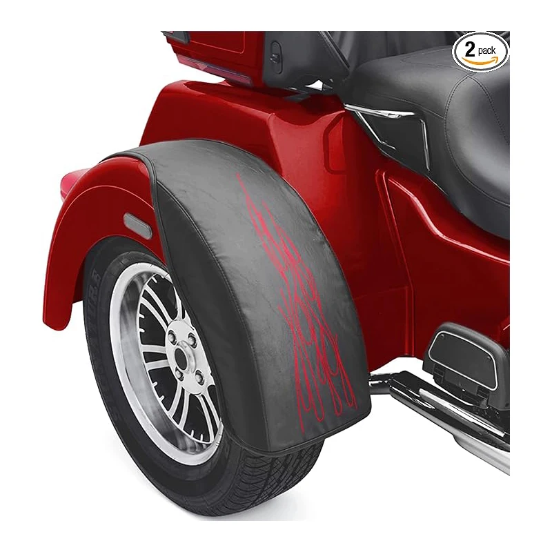 2009-2024 conjunto de sutiã de pára-choque traseiro de chama de couro artificial para Harley Trike Tri Glide Ultra Classic, 2010-2011 Street GlideTrile