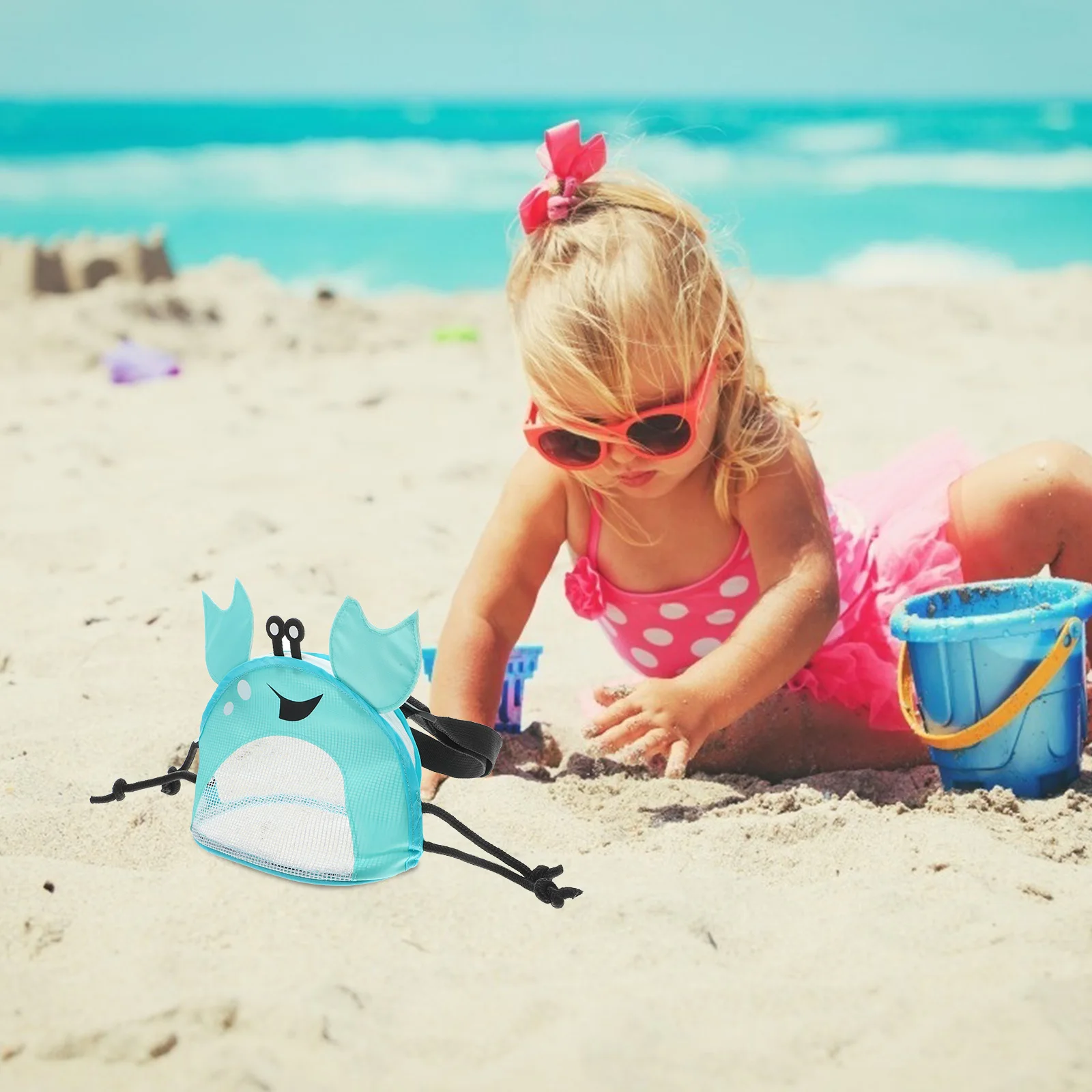 

Crab Shape Beach Kids Lightweight Pvc Mesh Storage Swimwear Adjustable Strap Crossbody Tote Sand Water Resistant Collecting Bag