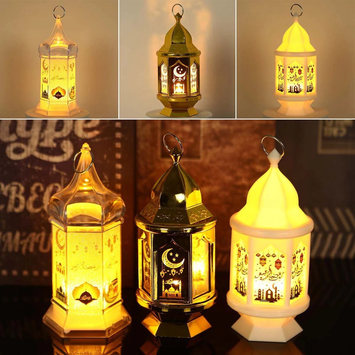 Eid Mubarak Ornaments Black Lantern Light Ramadan Decorations 2024 For Home Islamic Muslim Party Decor Kareem EID Al Adha Gift