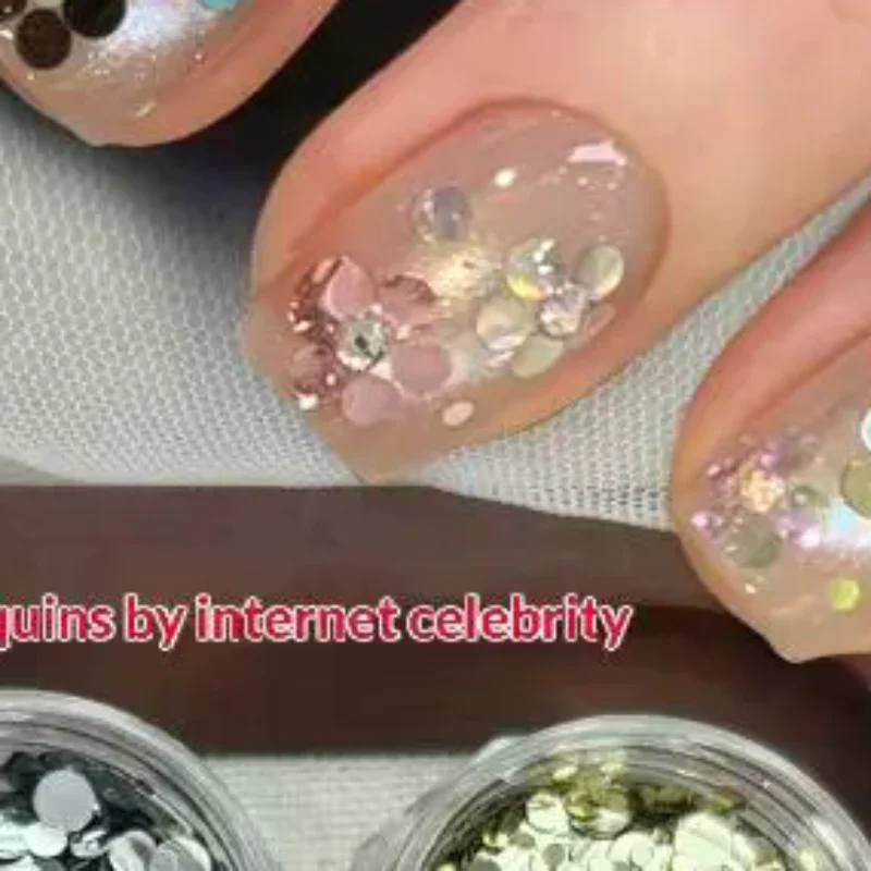 1Box Mini Circular Nail Glitter Wave Point Sequin Colorful Sparkling Nail Charms Nail Decoration Accessories Supplies Nail Art D