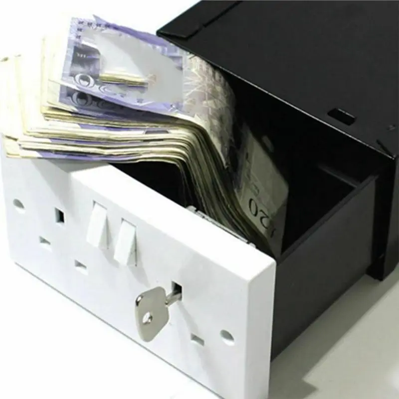 【A17Z】New Imitation Double UK Plug Socket Wall Security Mount Secret Stash Box Covert Diversion Safe Hiding Storage