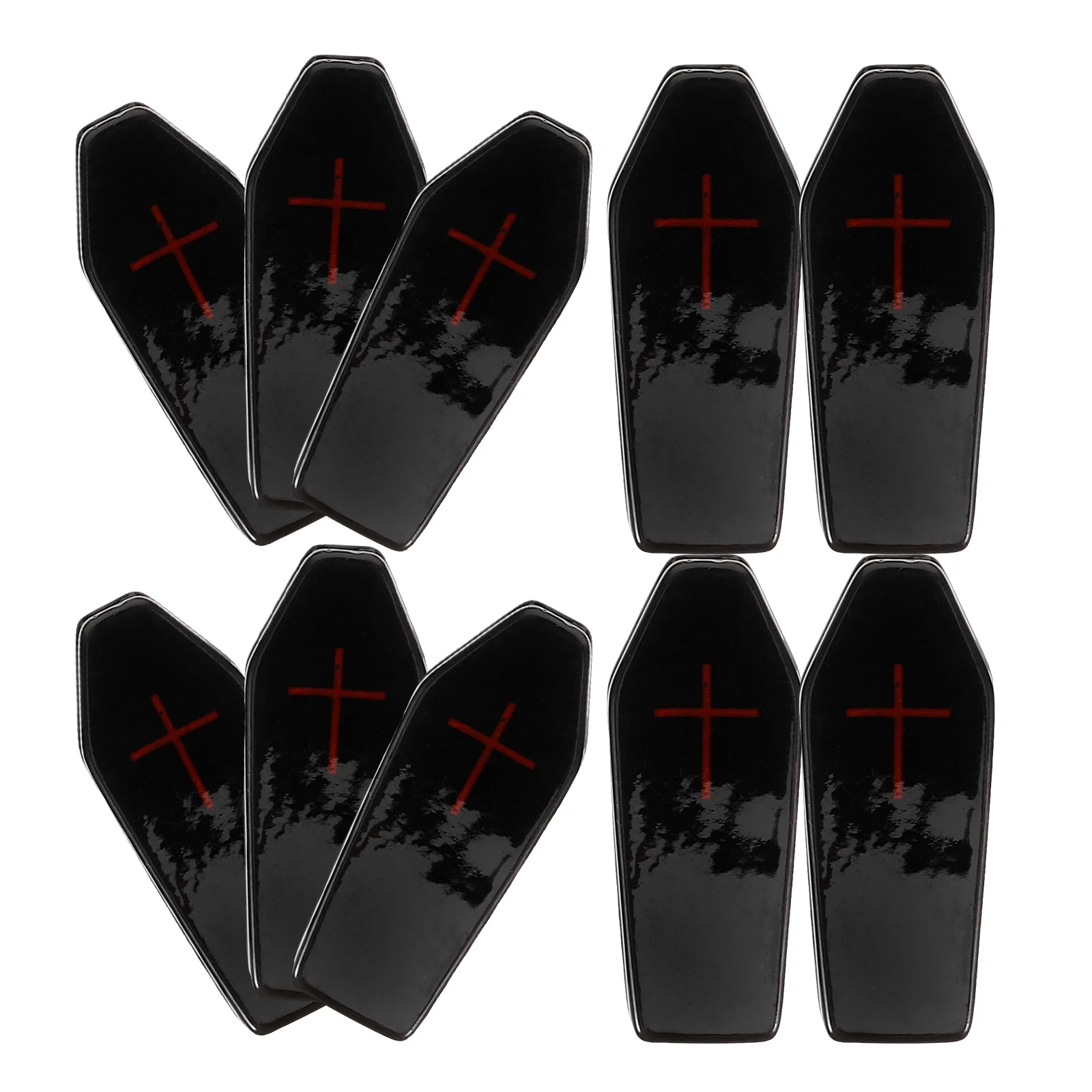 10 Pcs Black Coffin Resin naments Halloween Decor Model Coffins for Graves Props Spooky Party Accessories