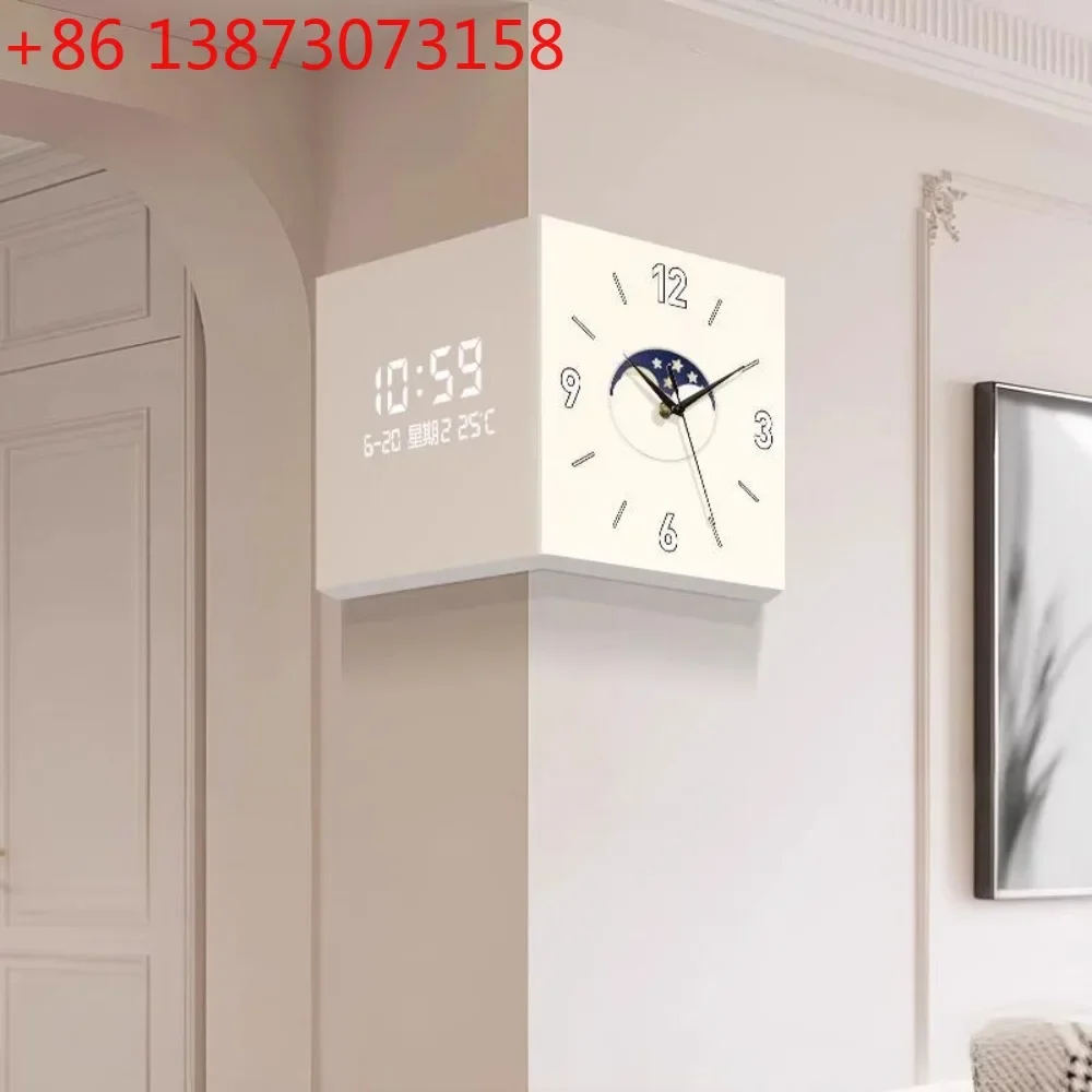 Modern Interior Wall Clock Living Room Simple Double-sided Creative Corner Wall Clocks Noiseless Home Decoration Luxury