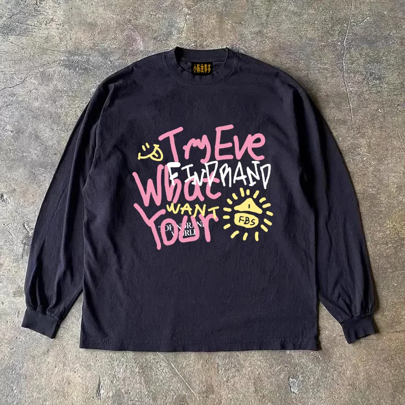 Heavyweight Pure Cotton Long Sleeve T-Shirt Unisex Vintage Style Streetwear Versatile 310gmao Xiaocheng Story Multi-Design