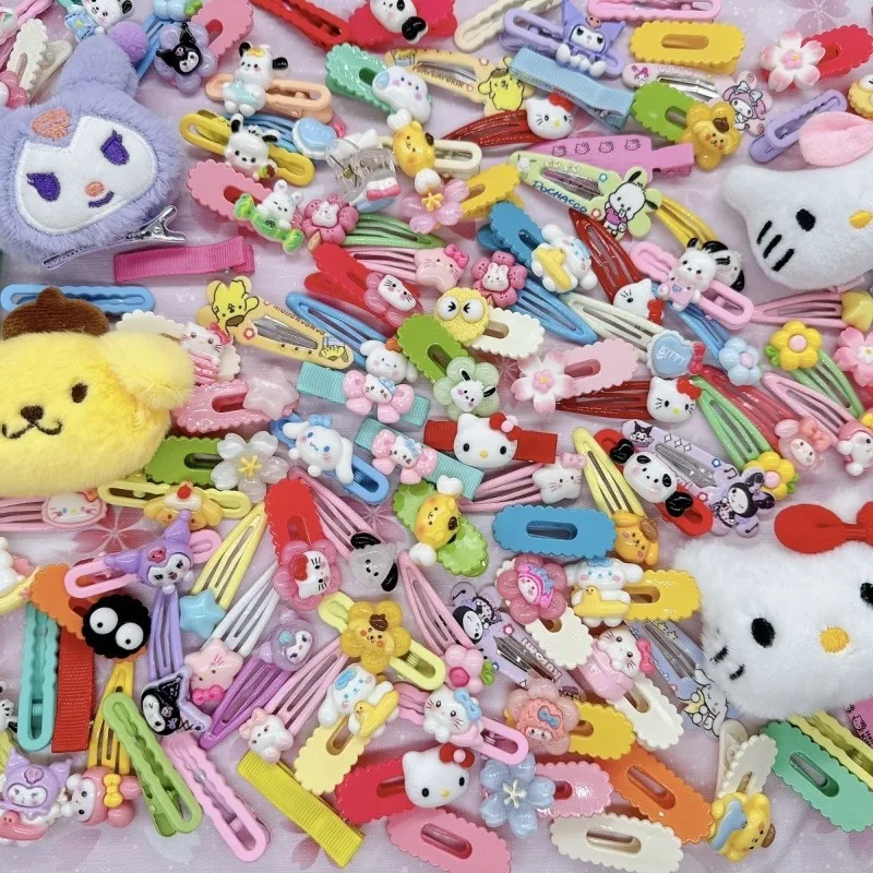 Hello Kitty My melody Cinnamoroll Kuromi Sanrio anime cartoon cute hair clip bb clip bangs clip creative kawaii hair accessories