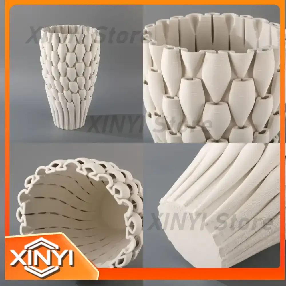 3D Printed White Minimalist Modern Ceramic Flower Arranger Vase Decorative Ornament for Home Soft Decoration