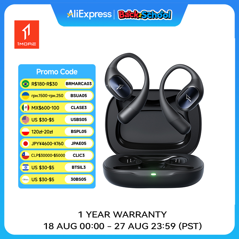 1MORE S31 Open-Ear Headphone Wireless Bluetooth Earphones Ear Hook IPX5 Waterproof Bluetooth 5.3 with Microphone Sport Running 