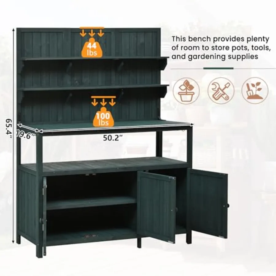 Potting Bench with Hutch, 50.2