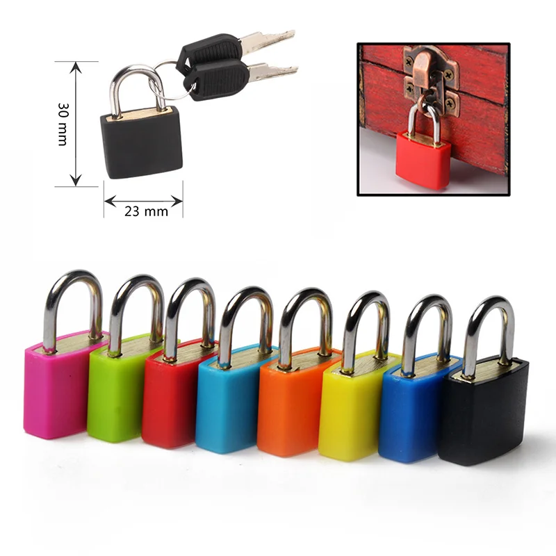 Small Mini High Quality Strong Steel Padlock Travel Suitcase Diary Lock Luggage Schoolbag Anti-theft Security Padlock 2 Keys