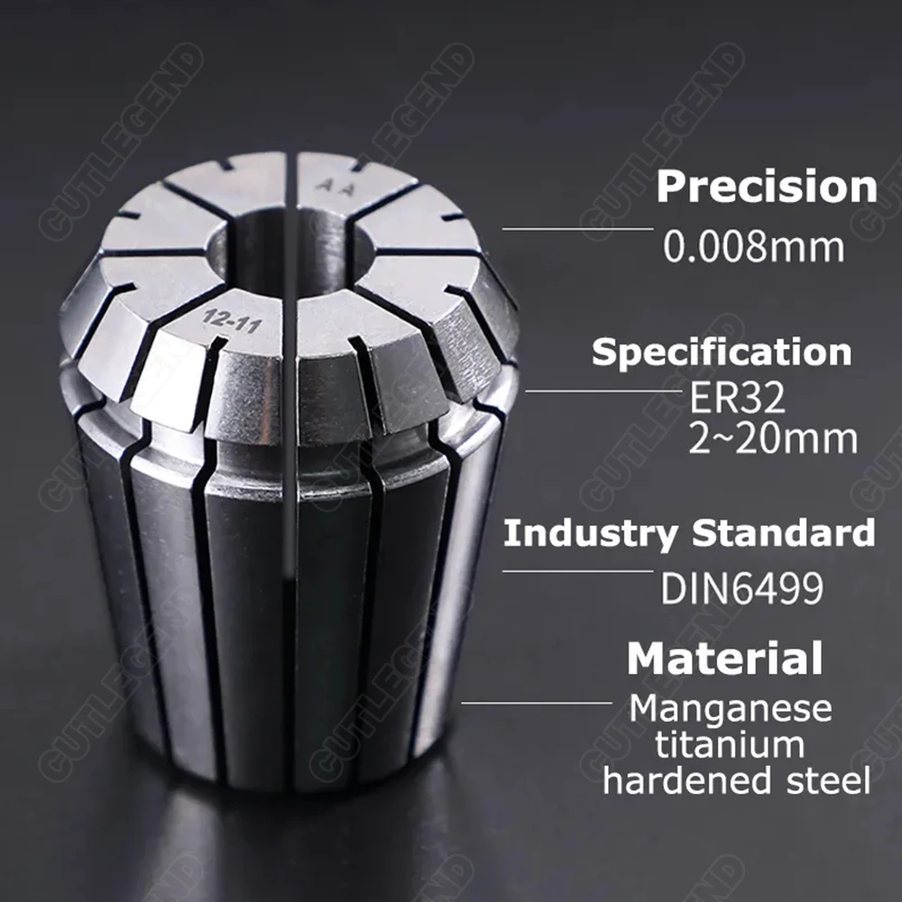 ER Spring Collet ER11 ER16 ER20 ER25 ER32-1 2 3 4 5 6 7 8 9 10 11 12 20mm High Precision 0.005mm 0.008mm Milling Tool Holder CNC