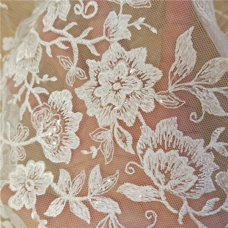 

New Exquisite Sequin Embroidery Lace Fabric High-end Wedding Dress,Performance Dress,Children's Clothing DIY Auxiliary Materials