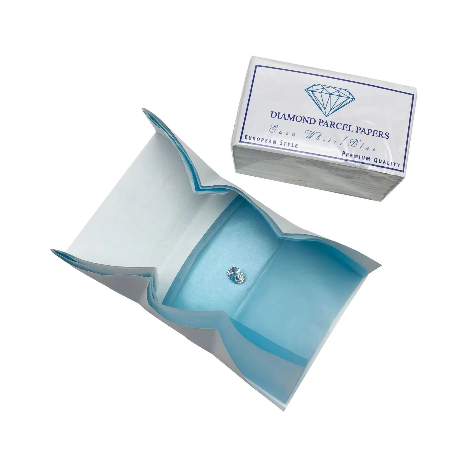 25PCS Diamond Package Parcel Paper 80x45mm Gemstone White & Blue Jewelry Packing Gem Stone Storing Pack for Jewelers Tools