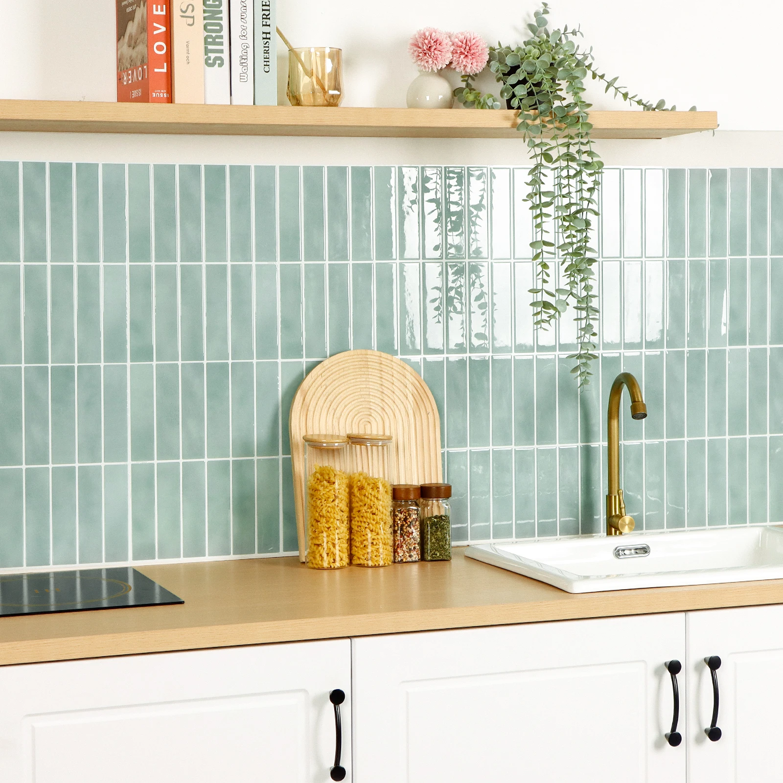 5/10 Stück Wandaufkleber zum Abziehen und Aufkleben, stark klebende Vinyl-Tapete, wasserfeste quadratische Fliesenaufkleber für die Küche, für Zuhause – Detail 5