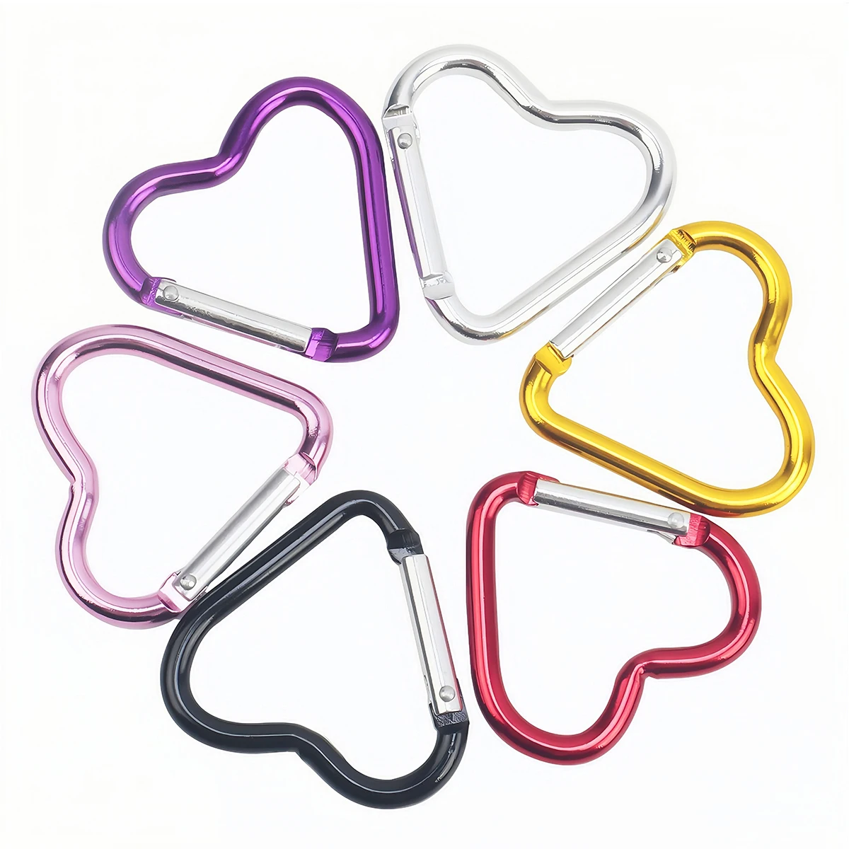 Herzförmiger Aluminium-Karabiner Schlüsselanhänger Clip Outdoor Camping Schlüsselring Federhaken Wasserflaschenhaken Reisezubehör – Detail 6