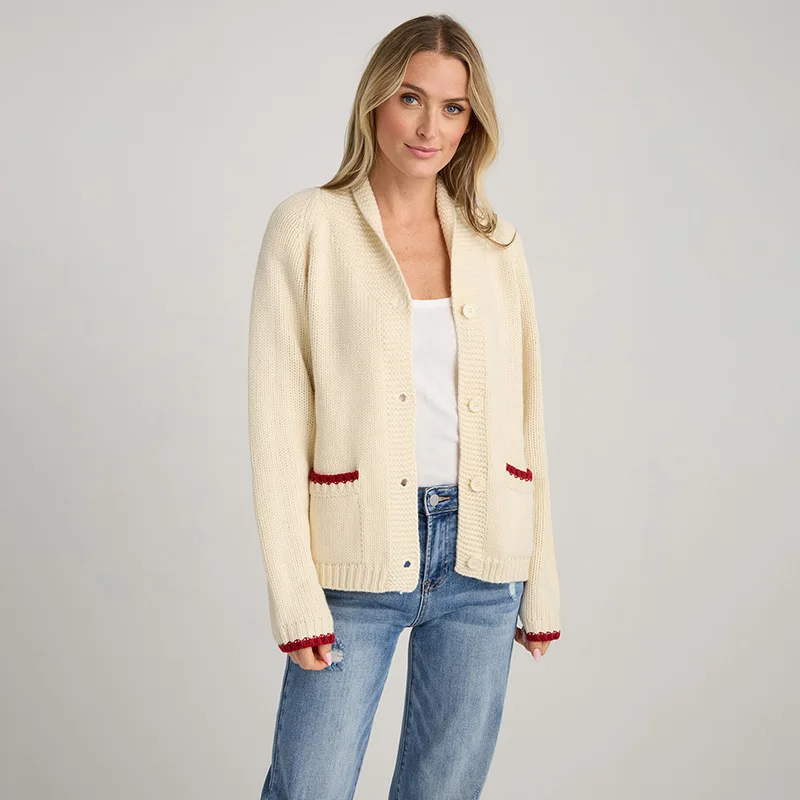 เสื้อสเวตเตอร์ถักเสื้อกันหนาวผู้หญิงพิมพ์ถักทํางานแขนยาวจัมเปอร์ Y2k Streetwear Elegant Splice ถักเปิด Stith ฤดูใบไม้ร่วงฤดูหนาว