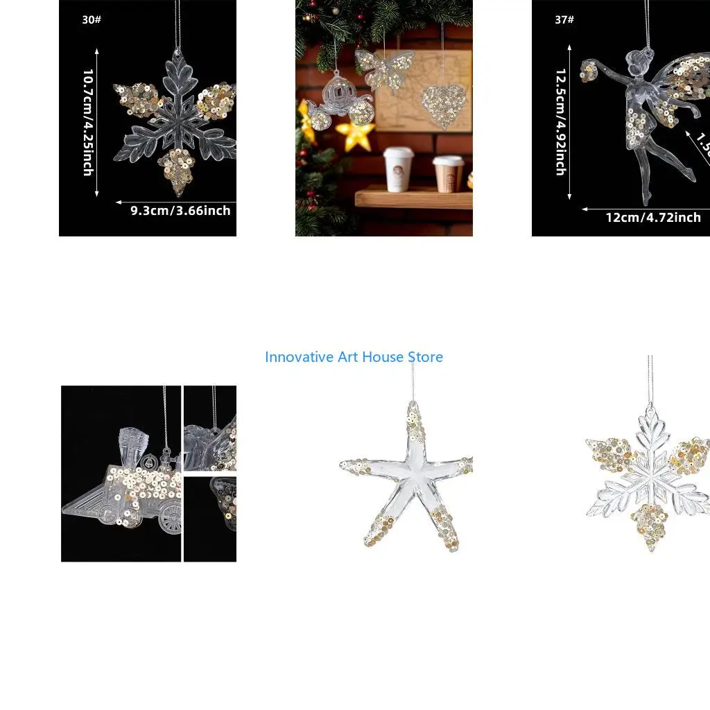 E1PC Holiday Tree Ornament with Clear Gold Fill Detail for Wreath Display