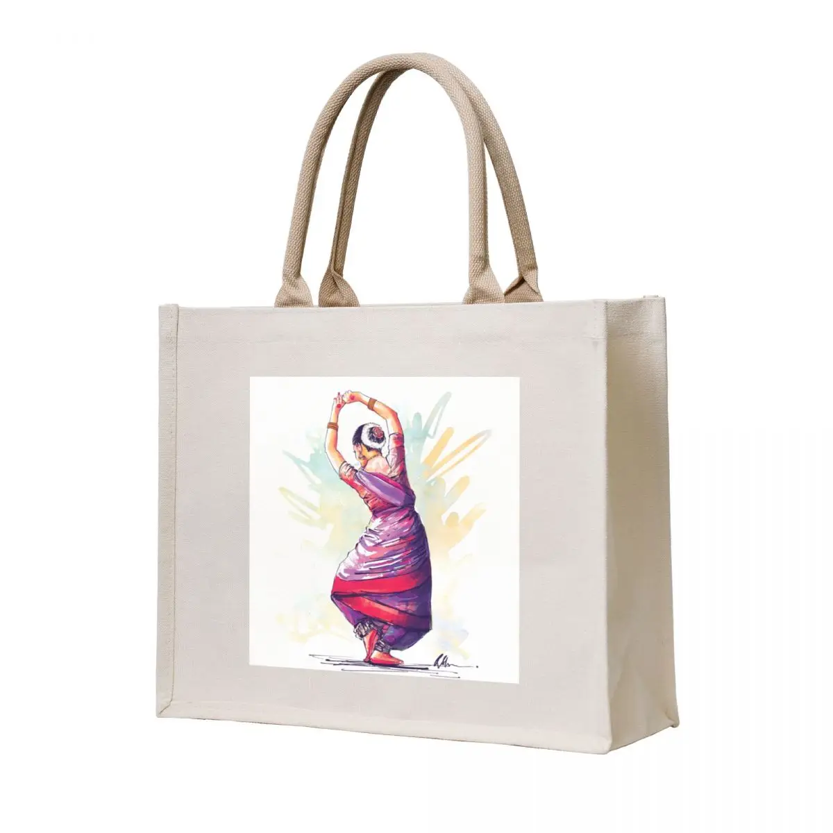 

Bharatanatyam dancer Tote Bag foldable reusable bag shopper bag women canvas shopping cart bags Women's beach bags