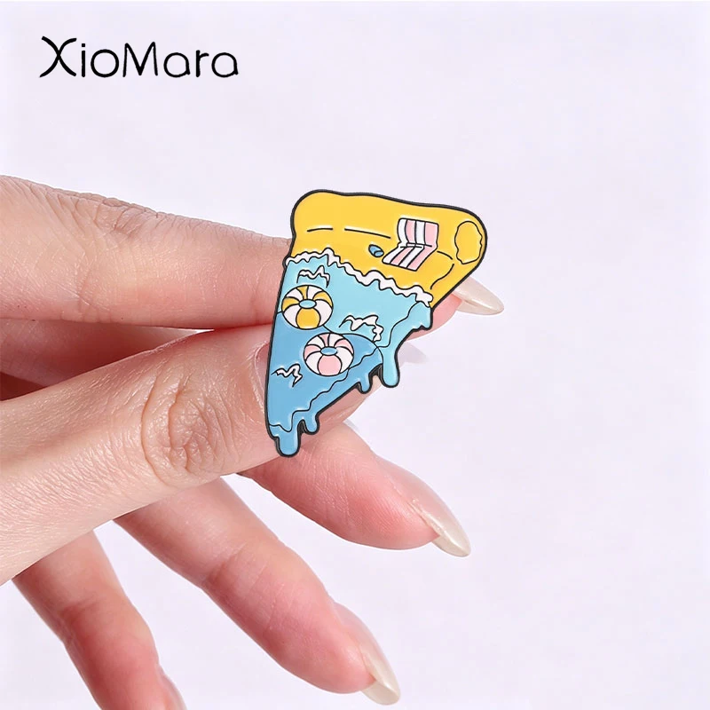Summer Ocean Food Enamel Pins Cartoon Drink Pizza Metal Brooches Fashion Lapel Badge Backpack Clothes Jewelry Gift for Friends