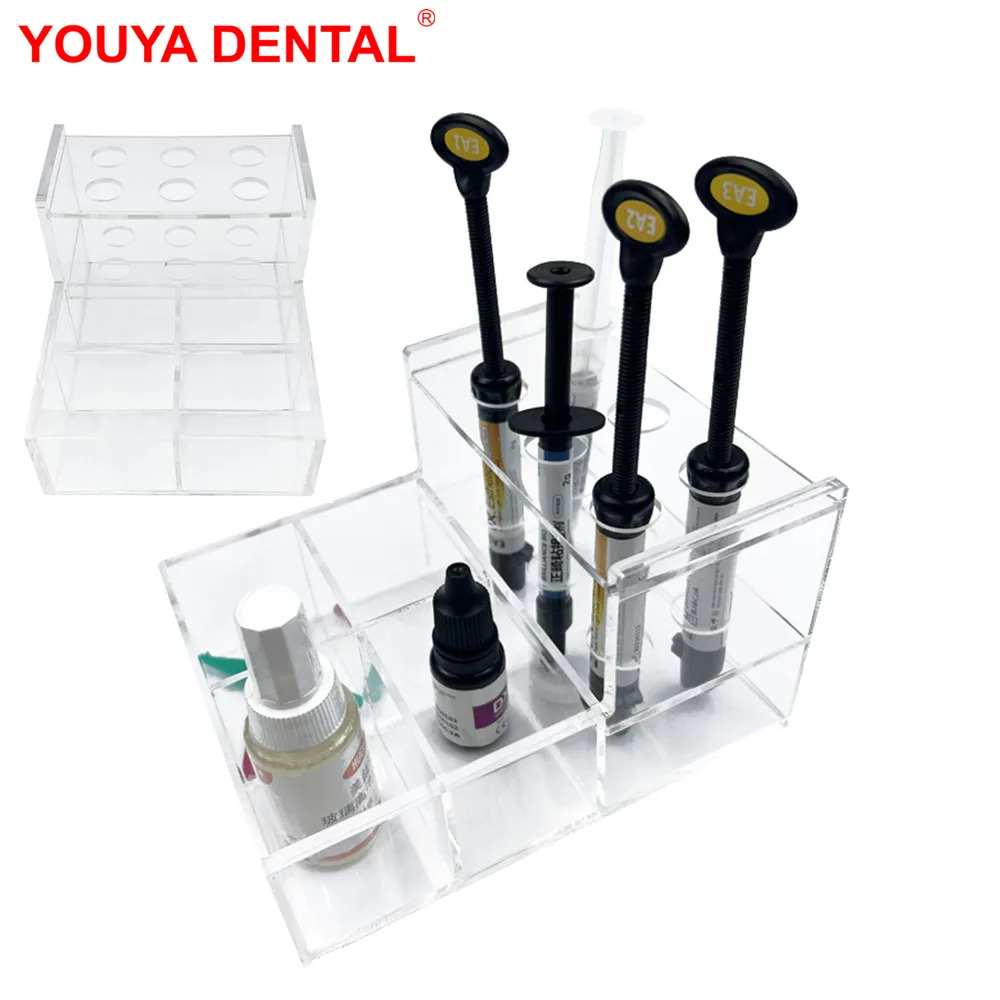 Dental Adhesive Holder For Composite Resin Shelf Syringe Dentist Applicator Brush Storage Case Box Dentistry Acrylic Organizer