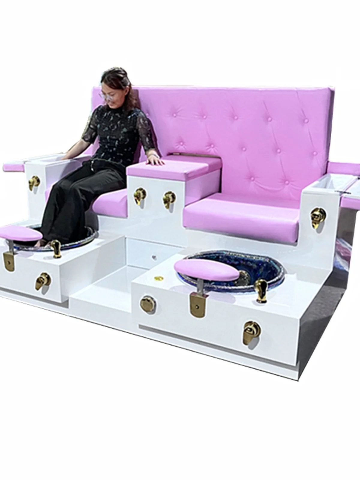 Multifunctional foot bath manicure sofa with sink can soak hands with surf lights.