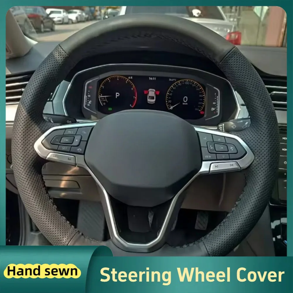 

Изготовленный на заказ плетеный чехол на руль автомобиля, сшитый вручную кожа для Volkswagen VW Passat B8 2019-2022 Golf 8 2020-2022, автомобильные аксессуары