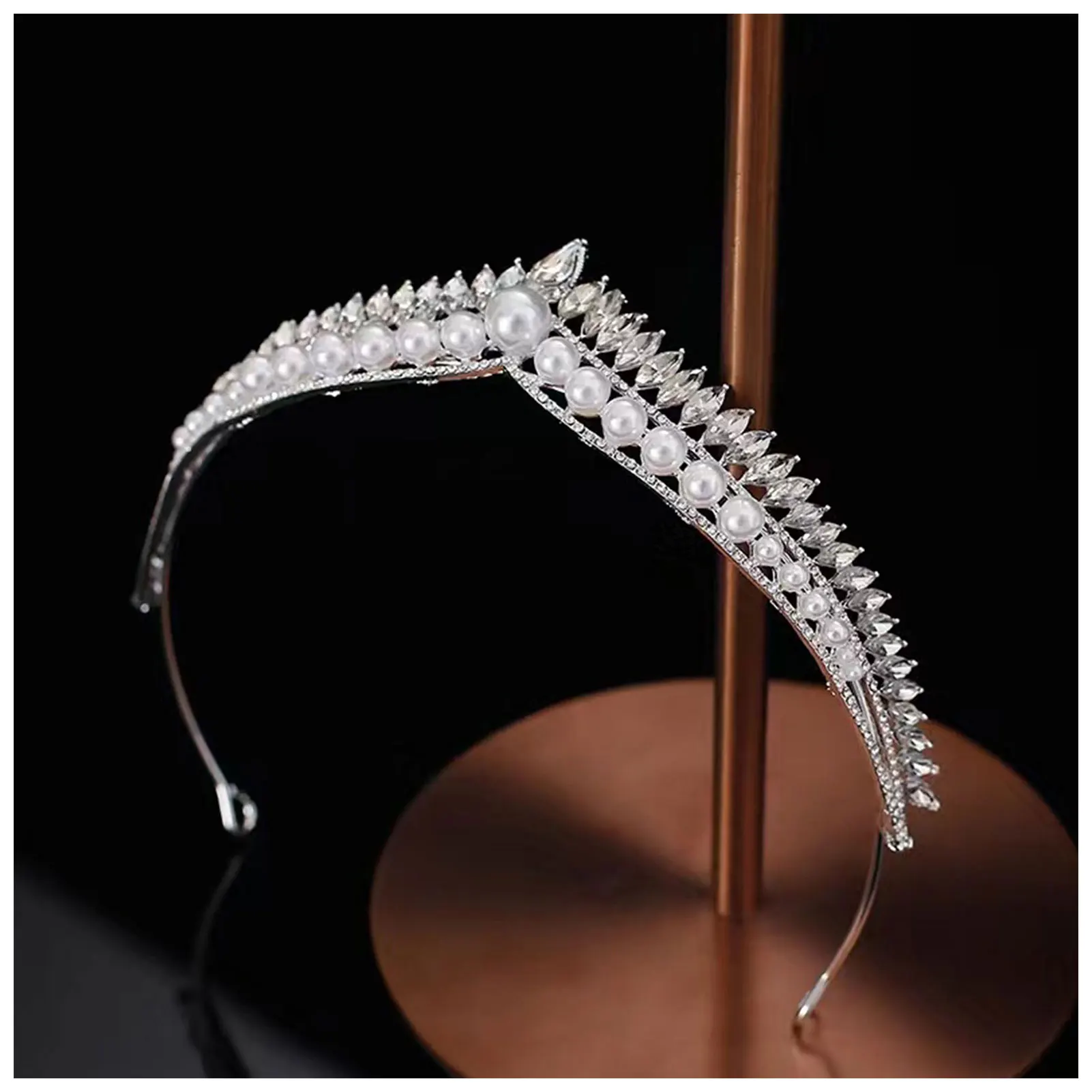 Coroa leve strass para mulheres, headband revestido de prata, coroa princesa para meninas, acessórios do cabelo