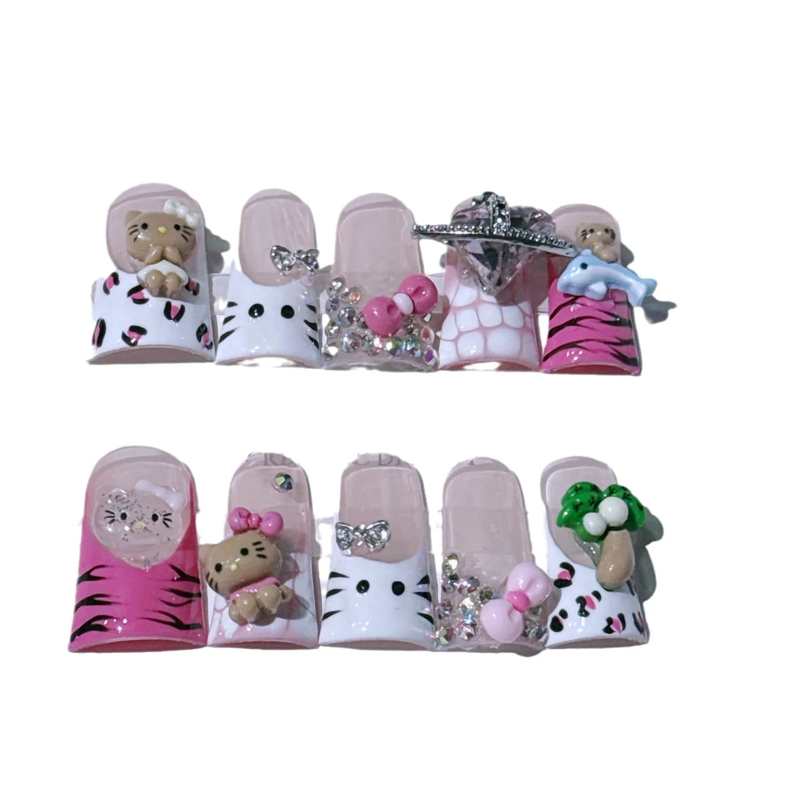 Hello Kitty-Presse à Ongles Faite à la Main pour Fille, Bec de Canard, Chat, Sappels Moyens, Sont Pehonneur à la Main, ix, Événement, Cadeau, 03