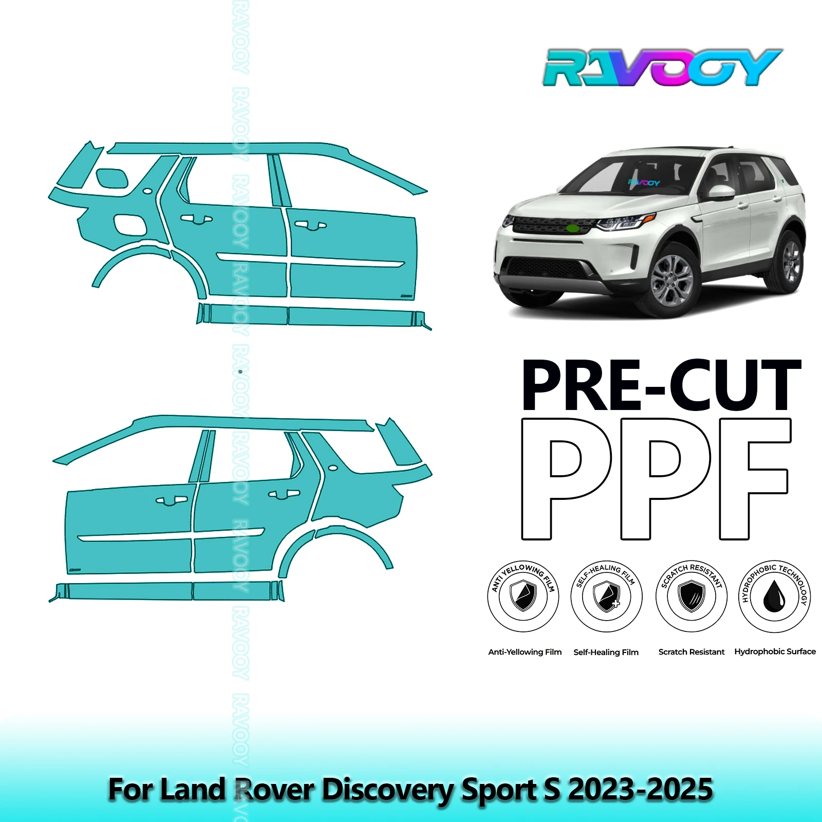 

For Land Rover Discovery Sport S 2023-2025 8.5mil Clear Matte Pre-Cut PPF Door & A/B Pillar Kit TPU Paint Protection Film Set
