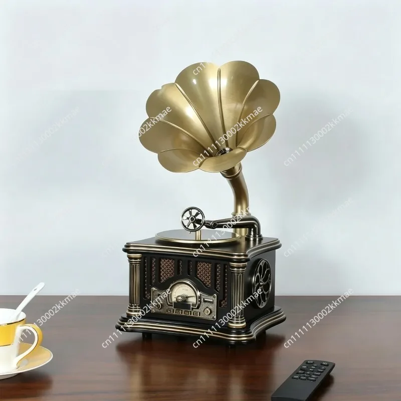 Retro Wooden Gramophone Mini European Vintage Record Player Bluetooth Speaker Home Decor Birthday Gift