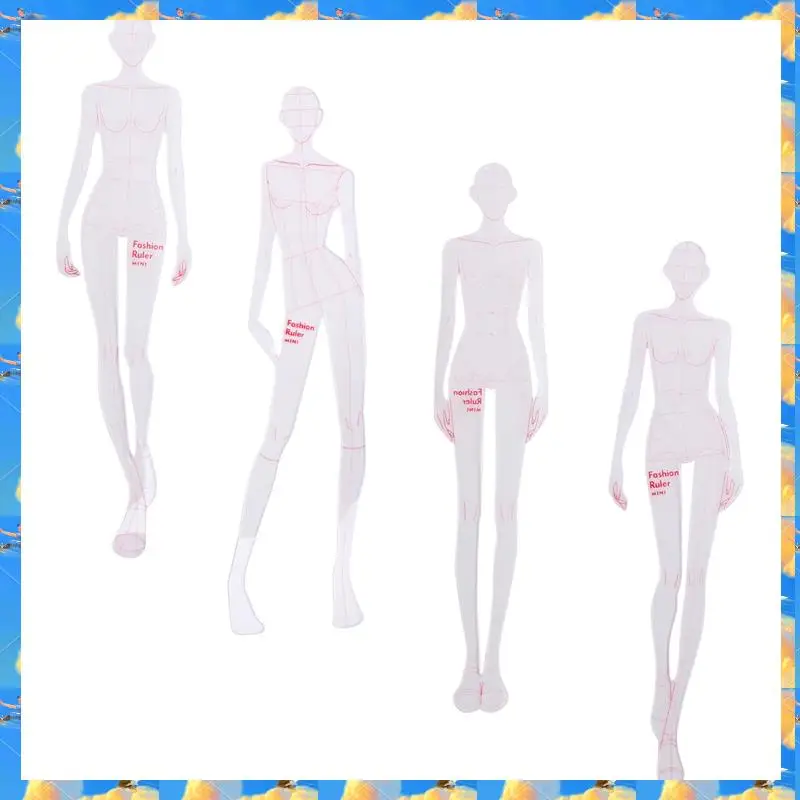 FTS ファッションイラスト定規スケッチテンプレート定規縫製ヒューマノイドパターンデザイン衣類測定