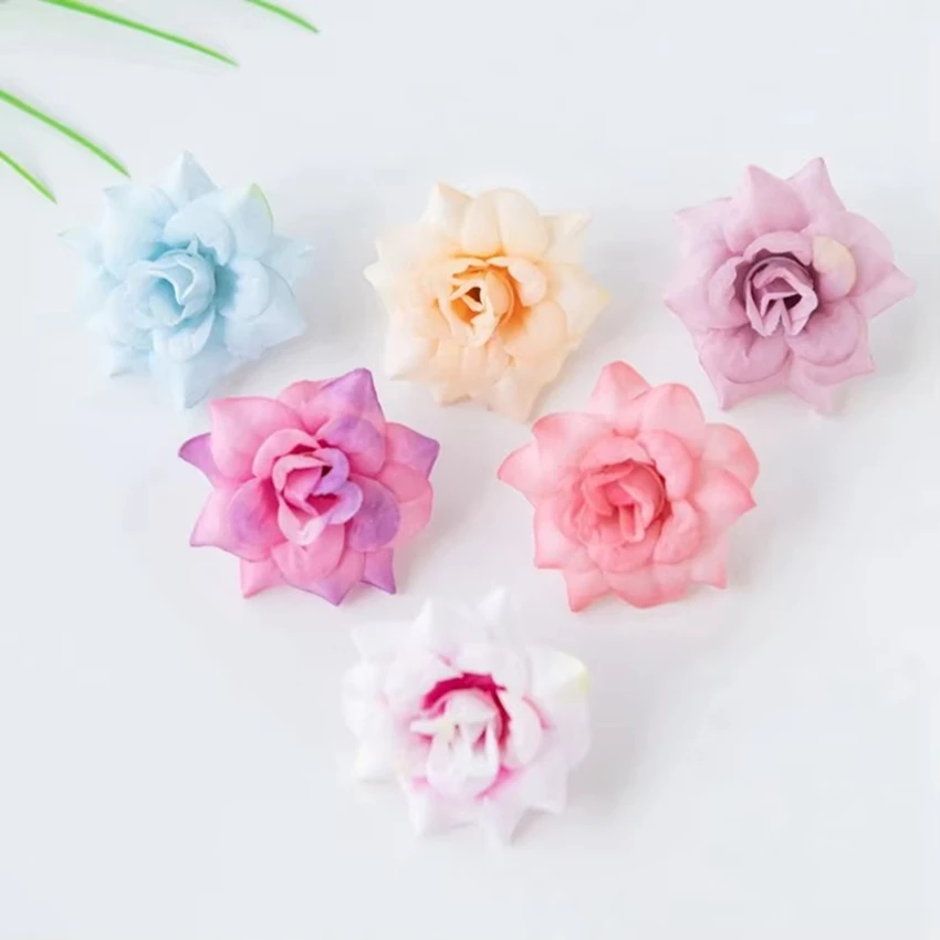 20Pcs Artificial Flowers Silk Small Rose Head Christmas Wedding Garden Home Decoration Accessories Brooch DIY Gift Box Scrapbook