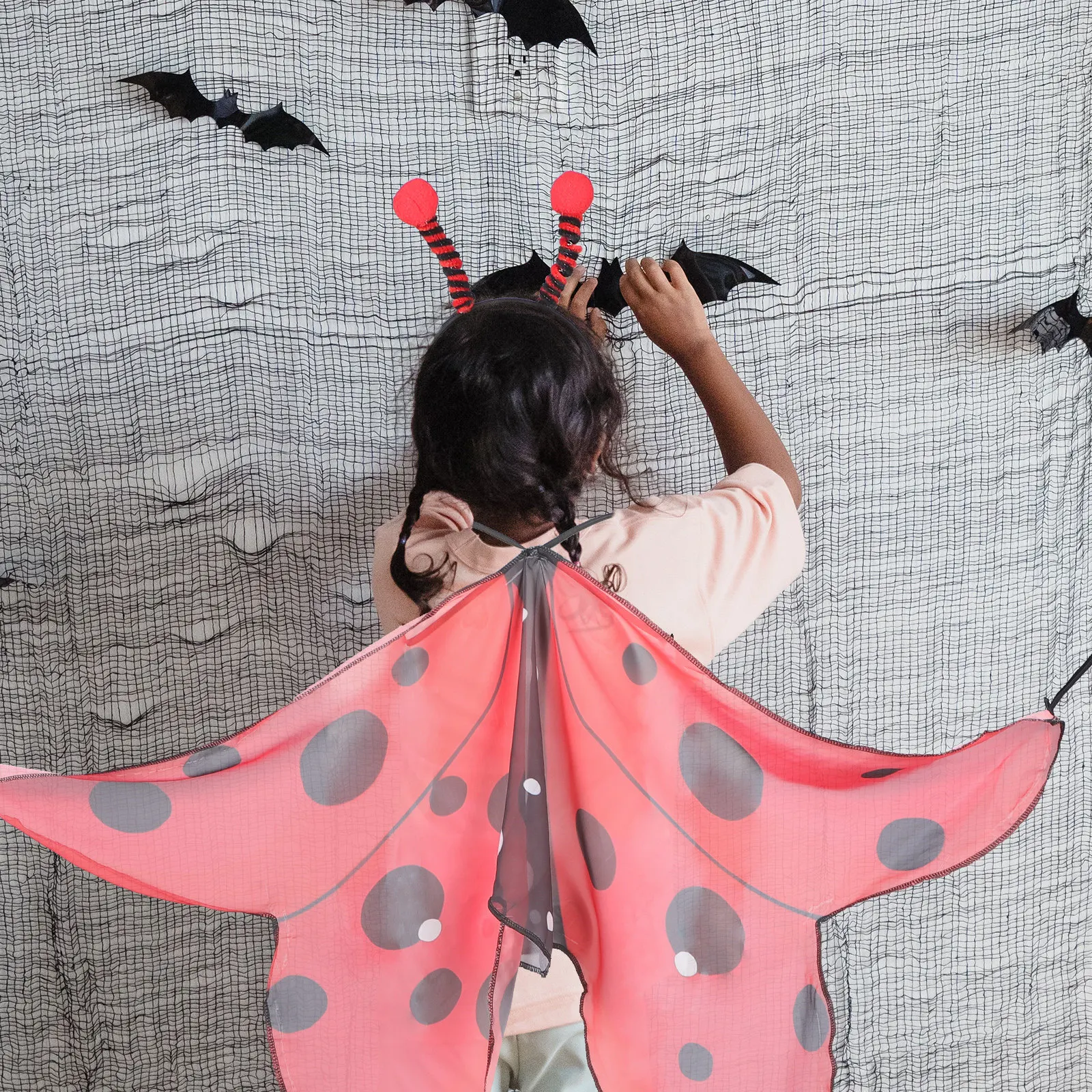 1 set Ladybug Wings Headband Cape Witch Wand Set For Cosplay Party Costume Prop Animal Ear Headwear Reusable Cartoon Party