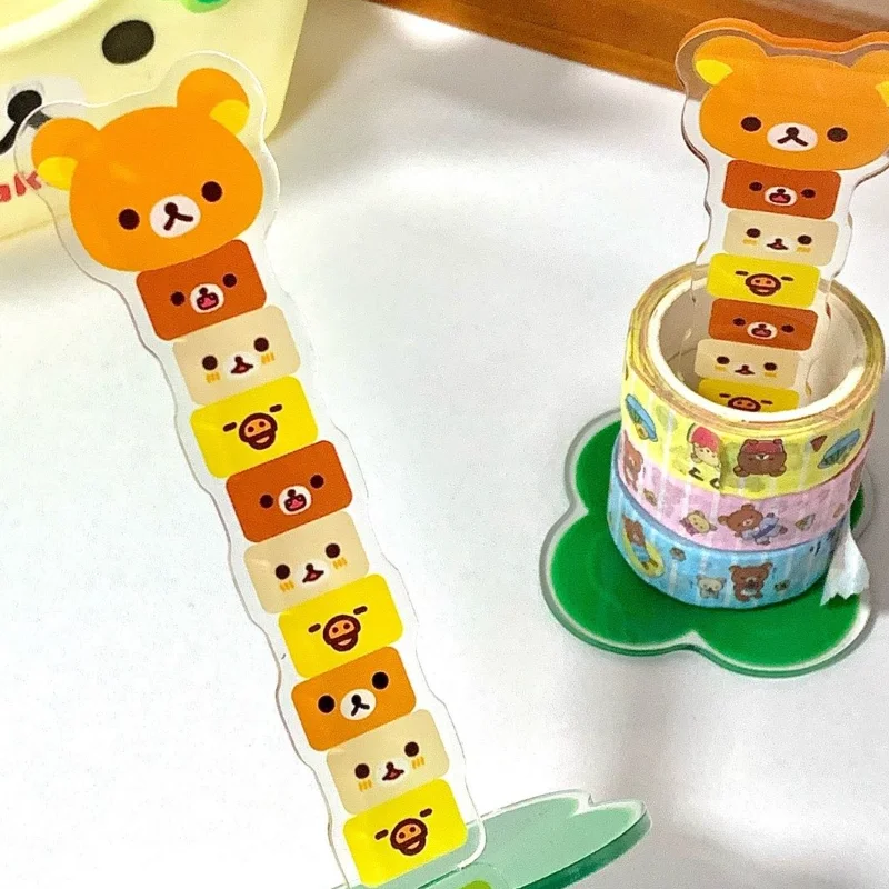 

Новинка 2025, Rilakkuma, поддержка рабочего стола, мультяшная акриловая прозрачная лента, стеллаж для хранения, студенческое украшение для рабочего стола, аниме, подарок по периметру