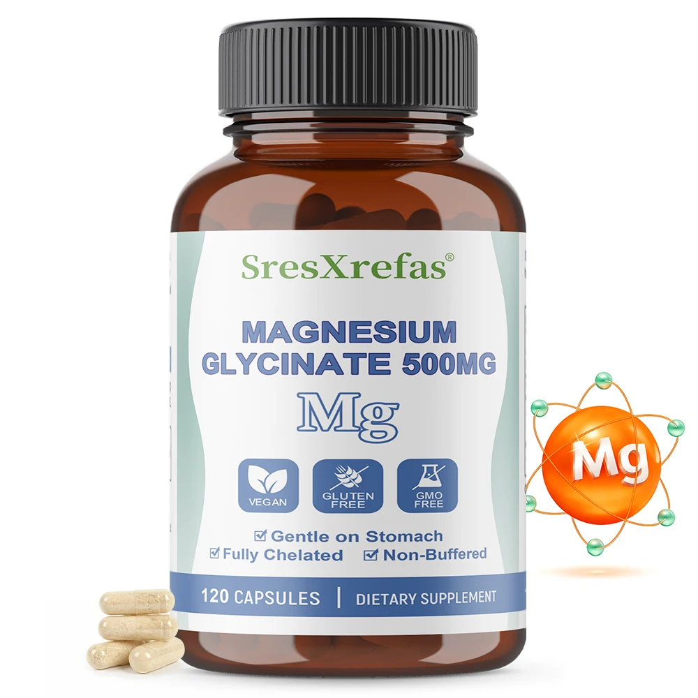 

Magnesium Glycinate 500mg Capsules, Highly Absorbed Chelated Magnesium, Supports Sleep, Relaxation, Muscle & Bone Health,Non-GMO