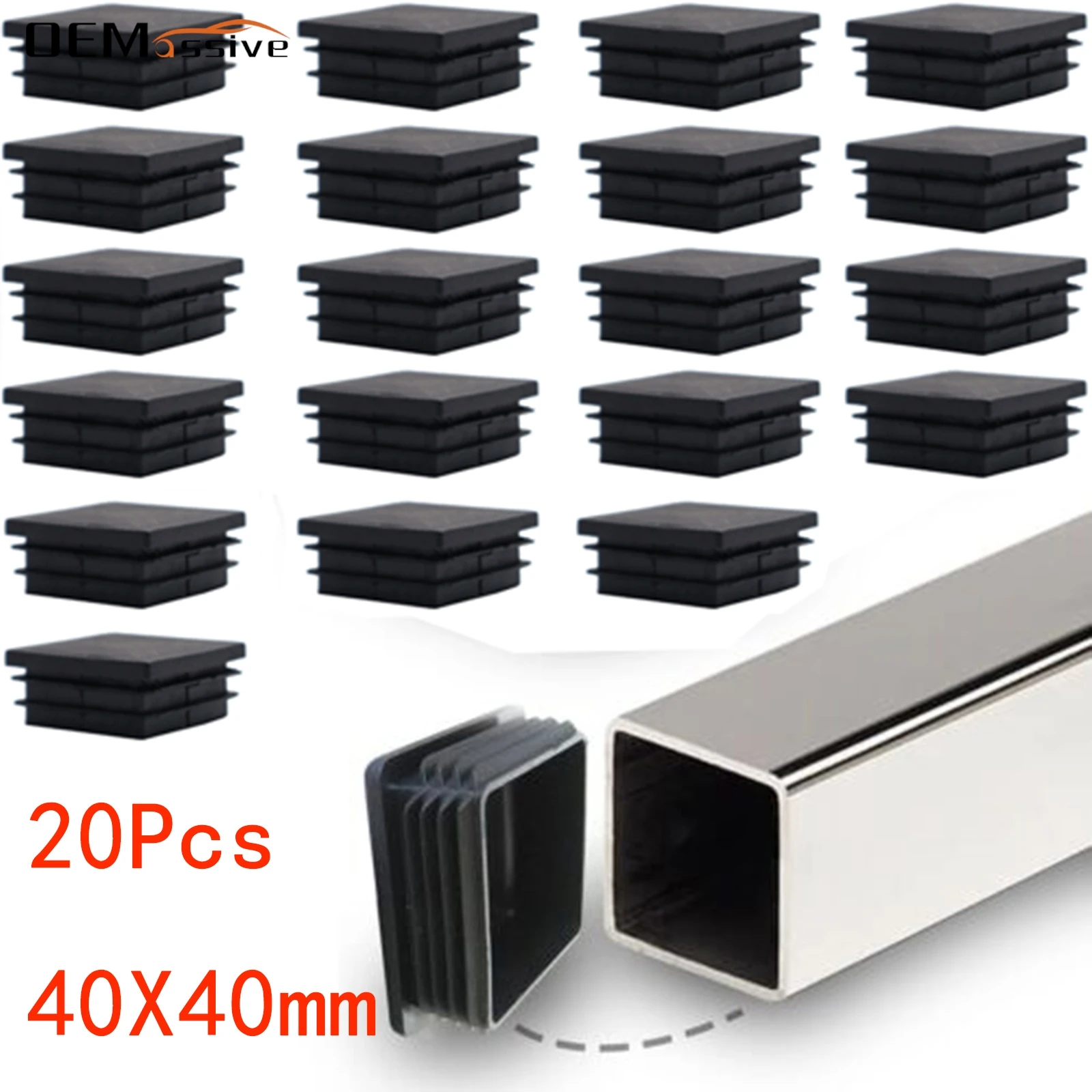 

20Pcs 40mmX40mm Plastic Square Plugs Home Furniture Table Feet Covers Pipe Anti-Slip Chair Leg Caps Scratch Floor Protector Pads