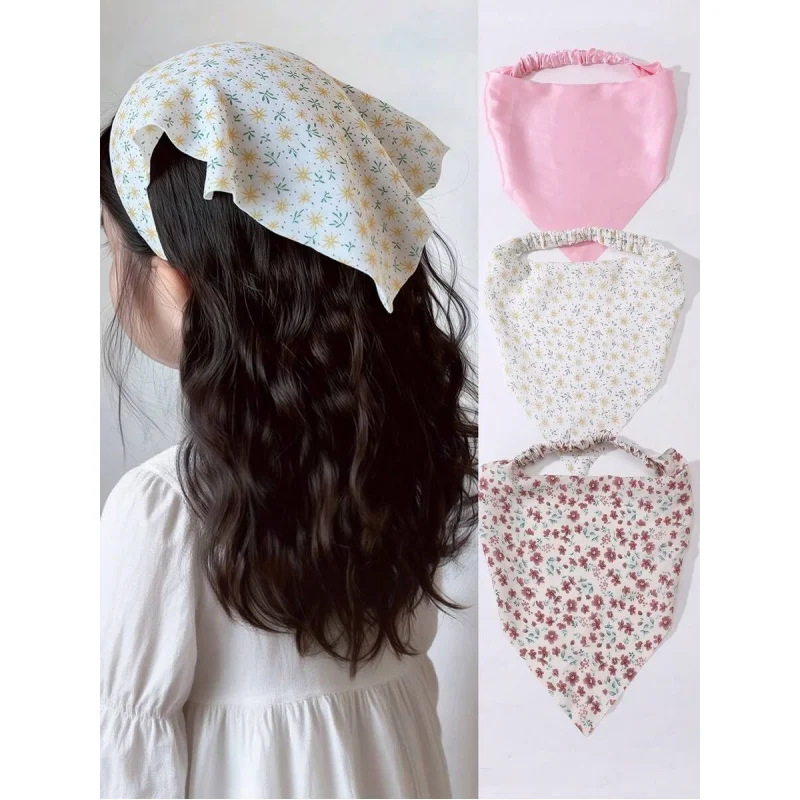

3pcs/Set Floral Print Fabric Bandana & Headband Set – Cute Hair Accessories for Everyday Wear.