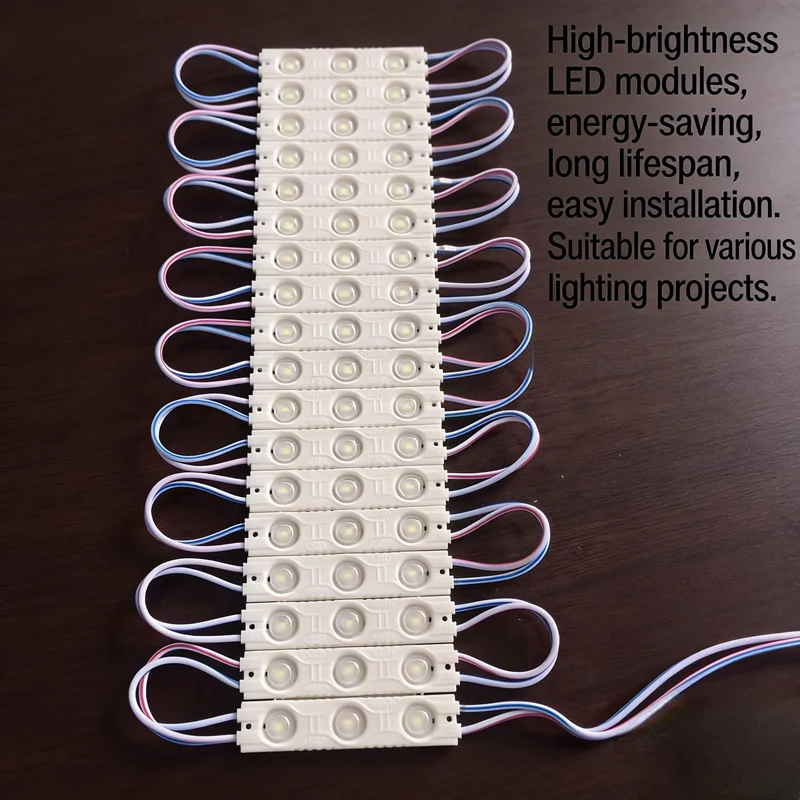 

100 шт. светодиодных модулей SMD 2835 DC12V, 3 светодиода, 1.5 Вт, инжекционные, водонепроницаемые IP67, высокая яркость, для подсветки рекламных вывесок и букв