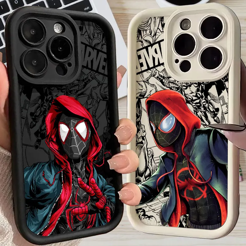 

Spider-man Miles Morales Case For Apple iPhone 17E 15 16 14 13 12 11 17 Pro Max 17 Air 16 Plus 16E Marvel Phone Protective Cover