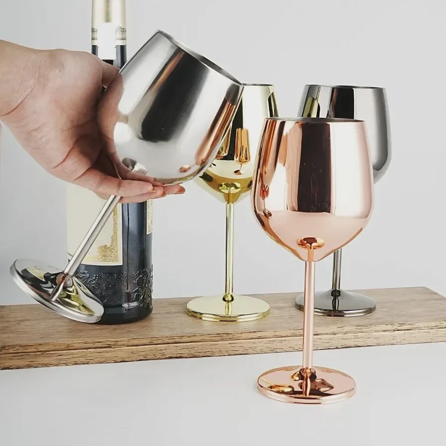 Stainless Steel Wine Glass Shatterproof Metal Glasses Red Wine Glasses Cocktail Glasses For Dinner Party Bar Champagne Flutes