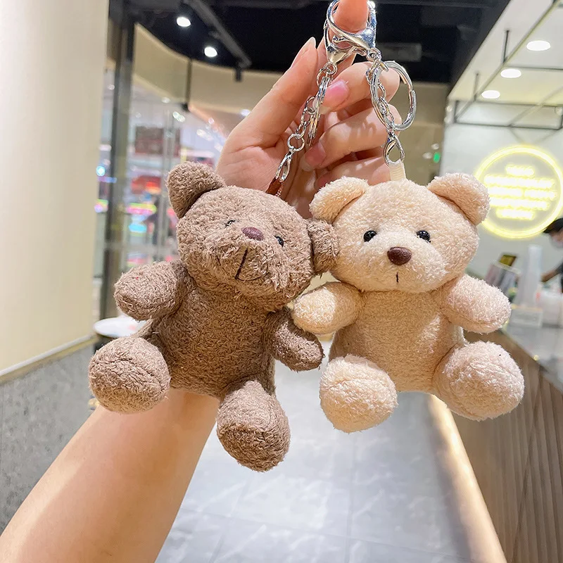 11cm Cute Bear Plush Keychain School Bag Doll Plush Pendant Key Accessories New Year Birthday Gifts for Girlfriend