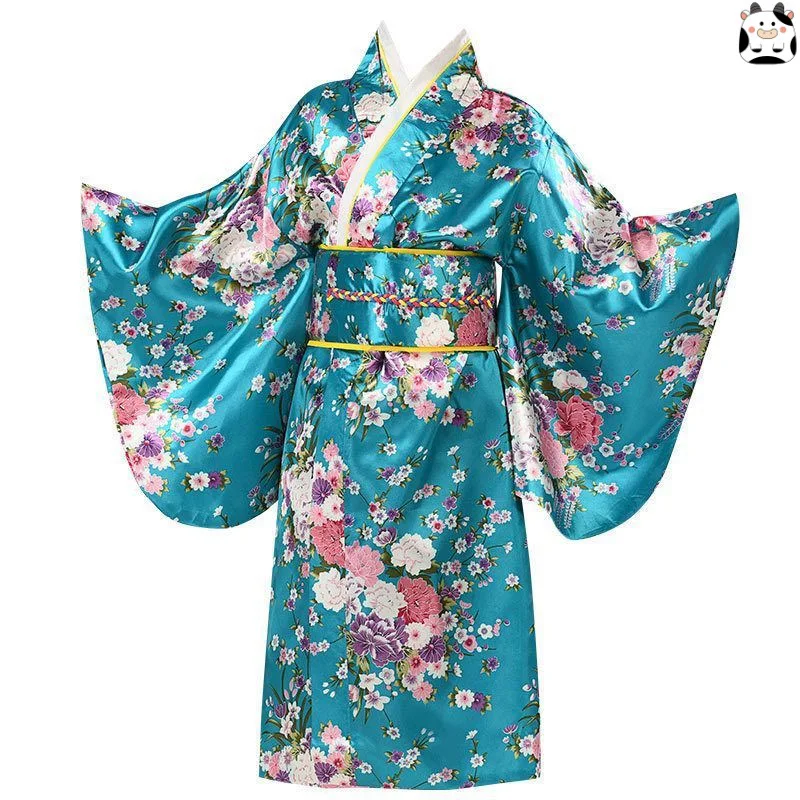 new-girls'-kimono-traditional-improved-printed-cardigan-pajamas-robe-small-flower-formal-kimono-set