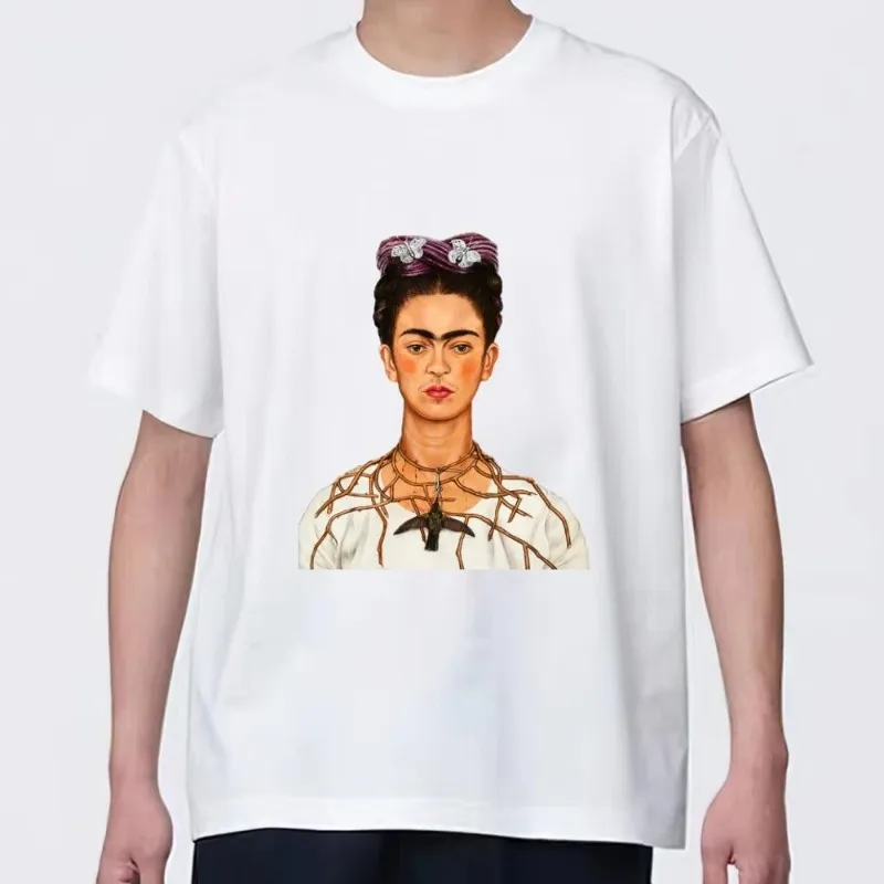 F-Frida Kahlos Art T Shirt Men Couple Combination Clothes Short Sleeve Collar Fashion woman Cotton