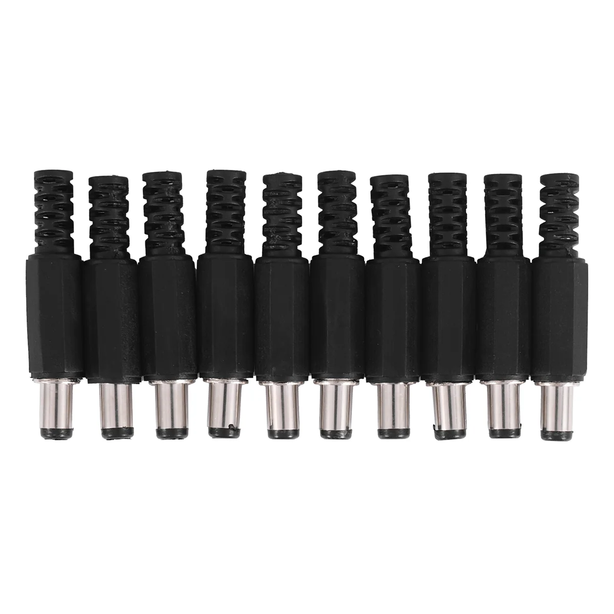 10pcs 5.5x2.1mm Male Solder Dc Barrel Tip Plug Jack Straight Connectors For DC Power Supply LED Lights Switch Black-Sunrise