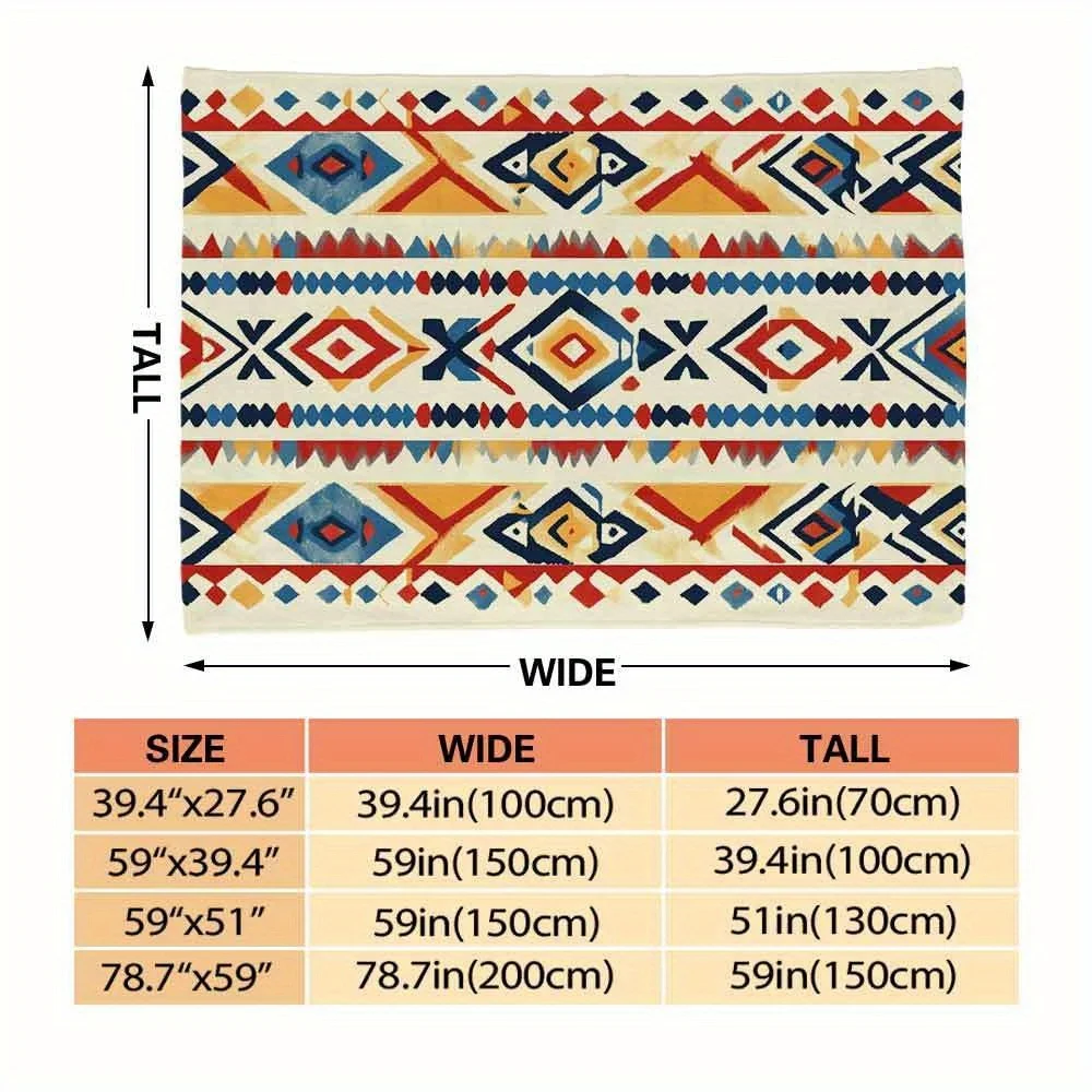 Boho Geometric Aztec Print Throw Blanket for Sofa Decor Tribal Southwest Style Large 150x200cm Home Accent