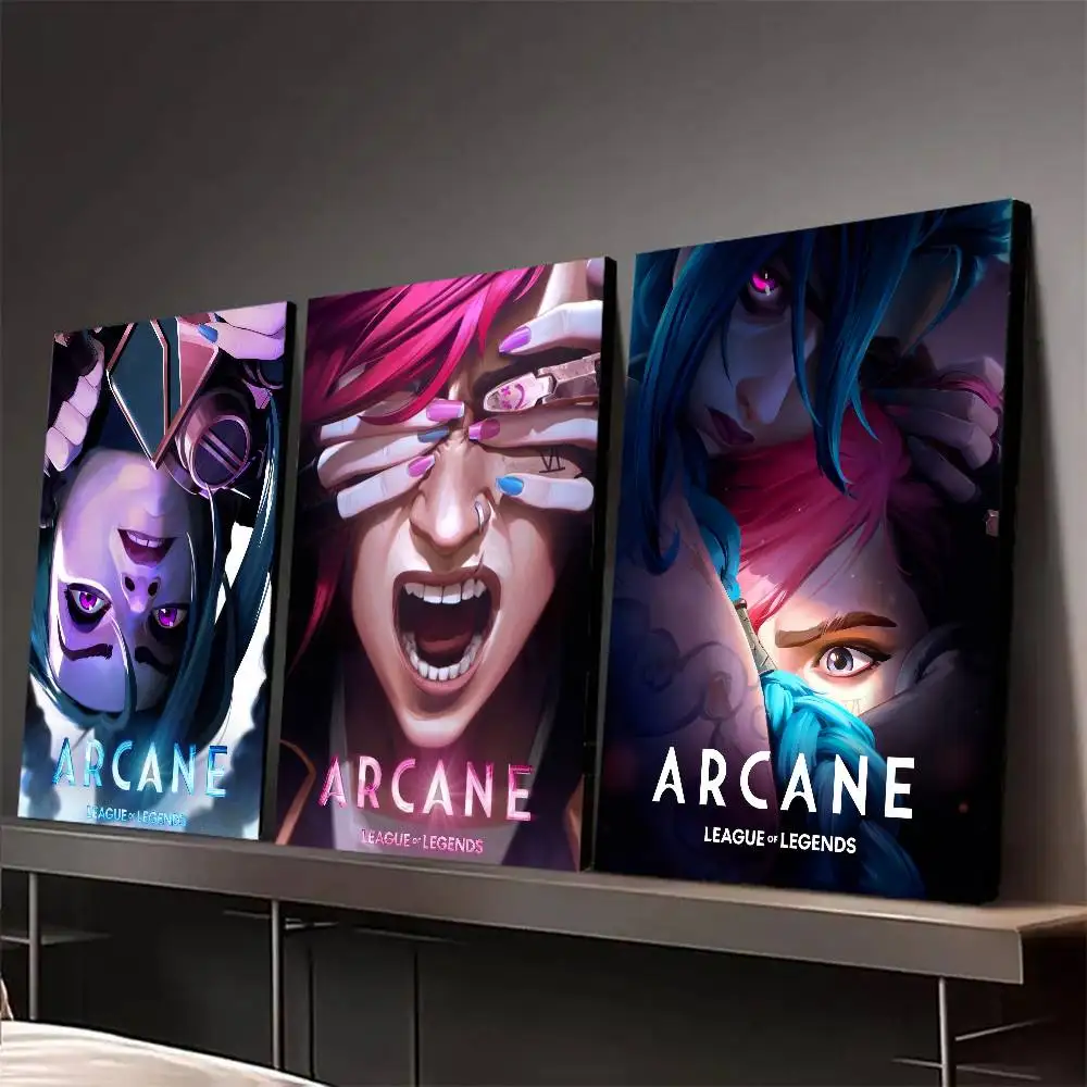Cartoon A- Arcane Season 2 Vi J-Jinx P Poster Home Living Room Bar Decorate Sticks Wall Office Study Fashion S